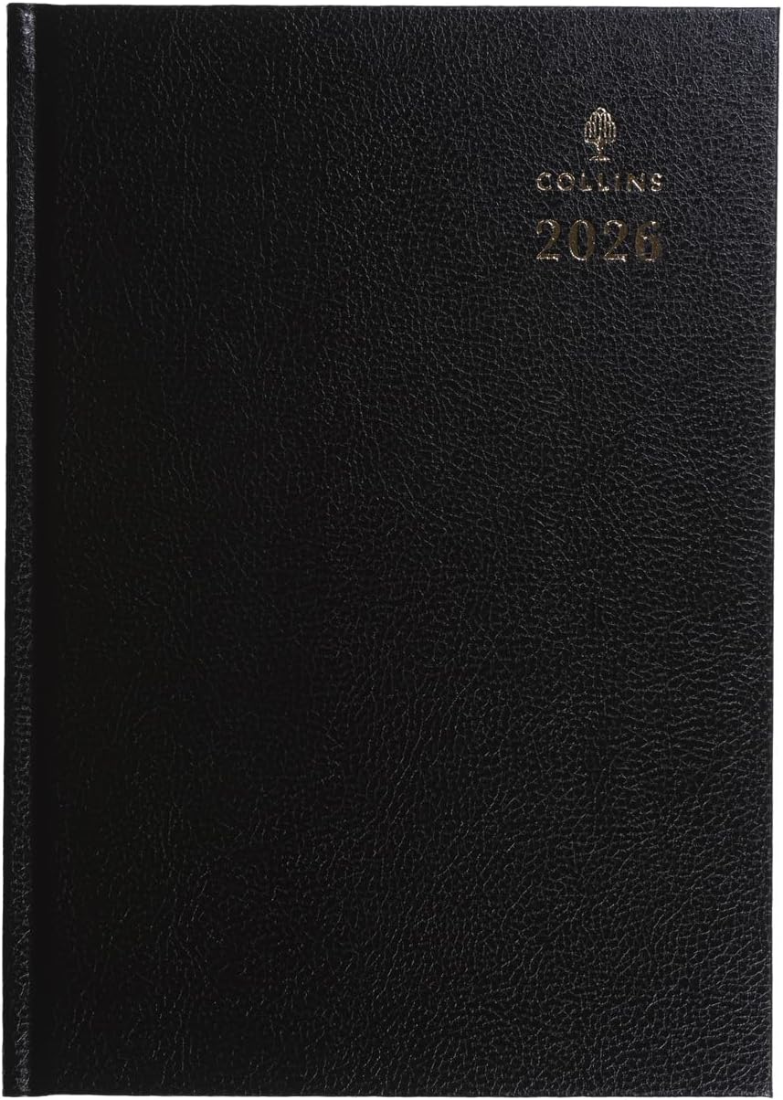 Collins - Desk - 2026 12 Month Calendar Year Planner, Day-To-Page Diary, A5 Hard Cover - Black (52.99-26)