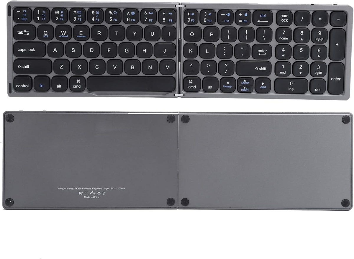 Hilitand Folding Bluetooth Keyboard, Ultra?Thin Foldable Keypad Full?Size Typewriter for iOS for Android for Laptop Tablet Smartphone()