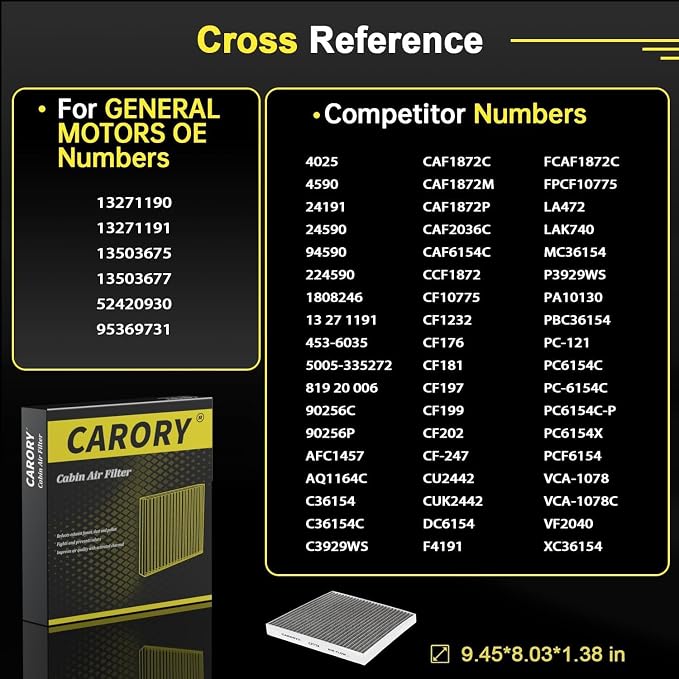 Cabin Air Filter w/Activated Carbon