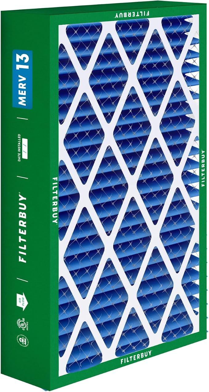 Filterbuy 16x28x6 Air Filter MERV 13 Optimal Smoke & Allergy Defense, Pleated