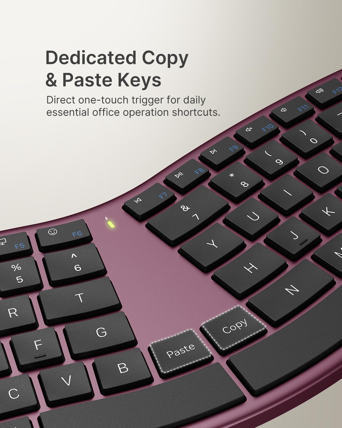 MEETION Slim Ergonomic Keyboard and Mouse with Separate Wrist Rest, Red