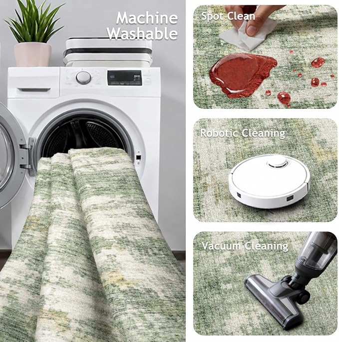 2x5 Washable Runner Rugs，Modern Abstract Rug Runner, Ultra-Thin Kitchen Runner