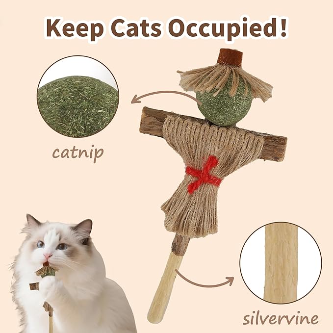 Catnip Toy for Indoor Cats Silvervine Sticks Scarecrow
