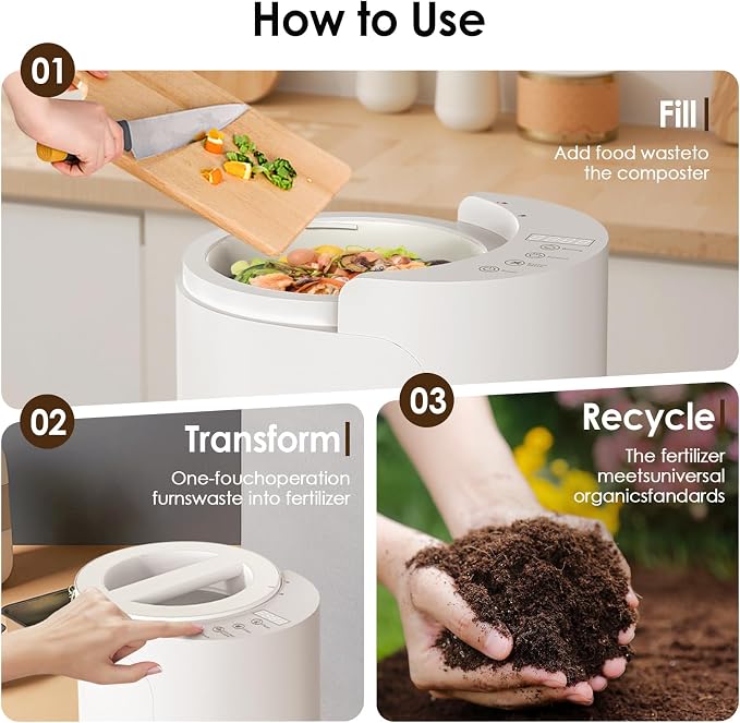 Electric Composter for Kitchen, 3L Food Recycler Composter