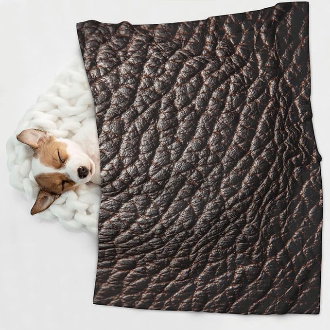 Cat Dog Blanket Brown Rough Leather Texture Ultra Soft Warming Mat for Indoor Pet Beds Furniture 27.6 X 19.7inch