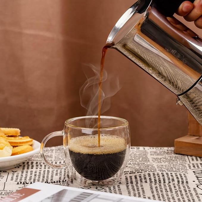 Espresso Cups Set Of 2, Double Walled Glass Coffee Mugs