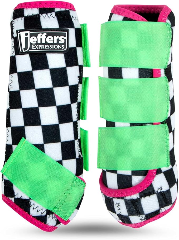 Jeffers Expression Protective Horse Boots 1 Pair, Skater Cowgirl - Safe Neoprene Leg Guards, Comfortable Fit, Durable Strap Closures, Front & Hind Support, Accessories for Travel & Riding - Large