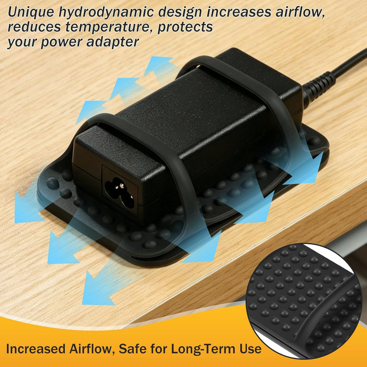 4 PACK Laptop Charger Holder Under Desk Power Brick Mount with Adhesive