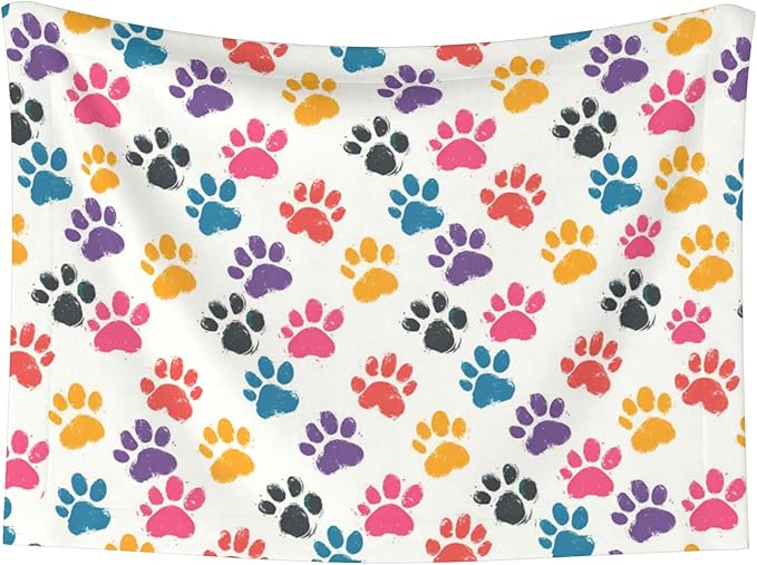 Colorful Paws Blanket for Pet - Dog Throw Blanket 40x30 Rainbow Couch Blankets for Puppy Dogs Cats