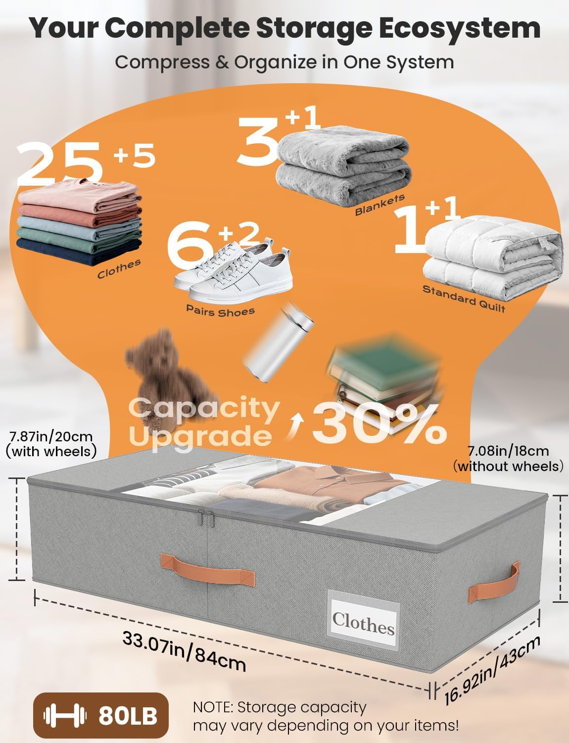 TOSKING 2-Pack Under Bed Storage Drawers with Wheels, Gray