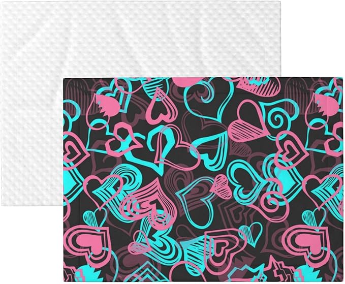 Pet Blanket for Indoor Outdoor Use, Abstract Love Hearts Pattern, Two Sided Reversible Plush Mat with Bumpy Dot Texture for Patios Crates Portable Bed Companion