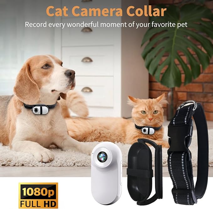 Collar Camera, HD 1080P, 120 Wide Angle Lens, Mini Action Camera for Indoor/Outdoor Use, OTG Support (White)