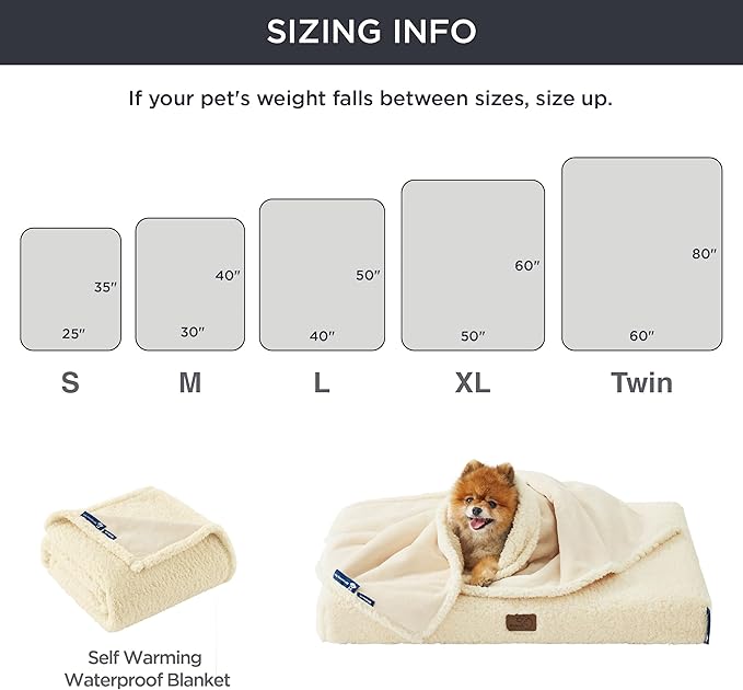 Bedsure Self Warming Blanket for Small Dogs - Small Cat Waterproof Blanket Washable for Couch Protection, Sherpa Fleece Puppy Blanket, Soft Plush Reversible Throw Furniture Protector, 25"X35", White