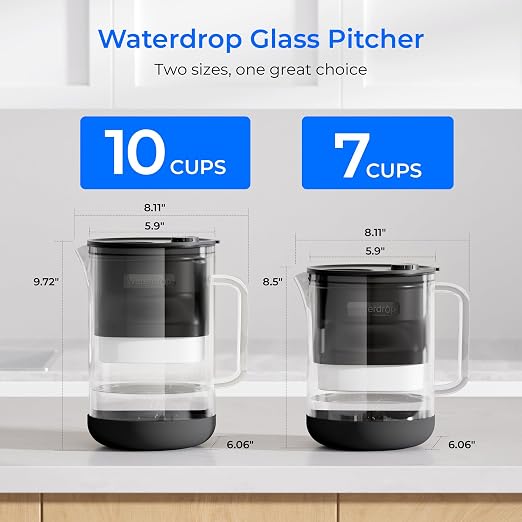 Waterdrop Large Glass Water Filter Pitcher, Eco-Friendly,
