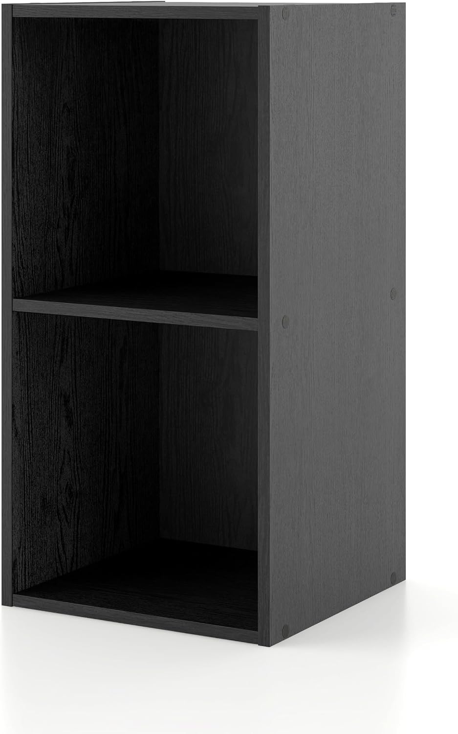 Homes: Inside + Out Apexa 2-Cube Storage Organizer Shelves, Stackable Wood Bookcase Fits Cubby Bins for Organization, Dorm Teen Room Decor & Home Office, Black