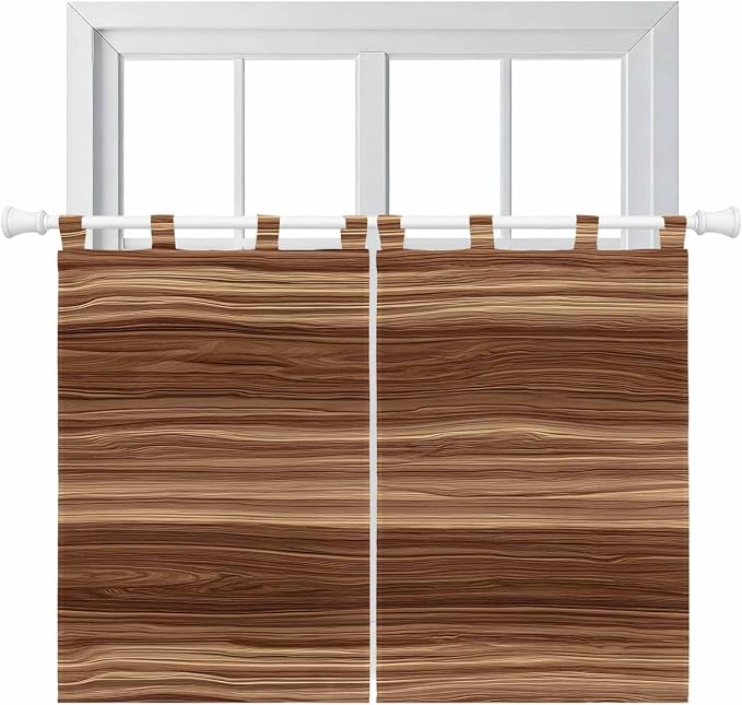 Brown Western Bedroom Curtains 63 Inch Length, Window Curtains Tab Top