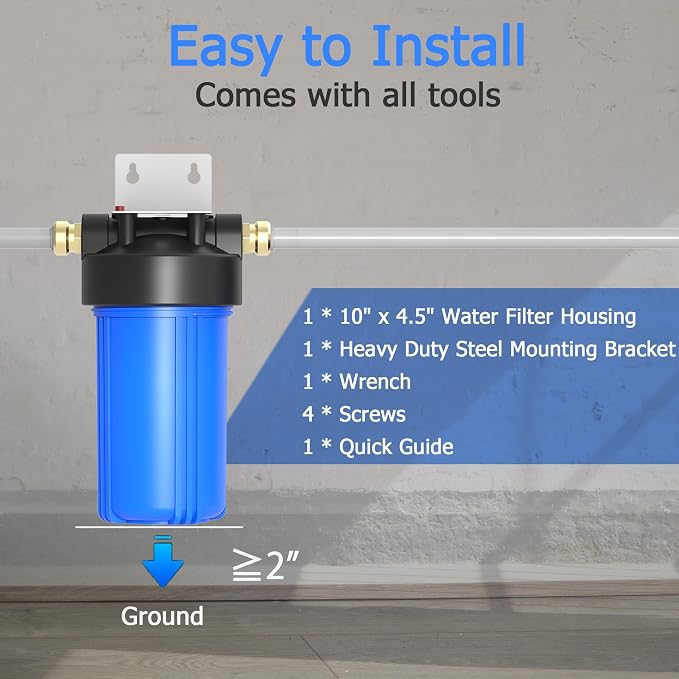WHB10 Whole House Water Filter Housing, Fit 10"x4.5" Sediment etc Filters