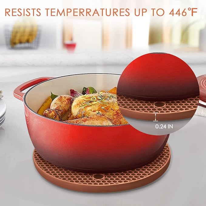 Silicone Trivets for Hot Dishs, 7 Inch & 9 Inch Heat Resistant Silicone Hot