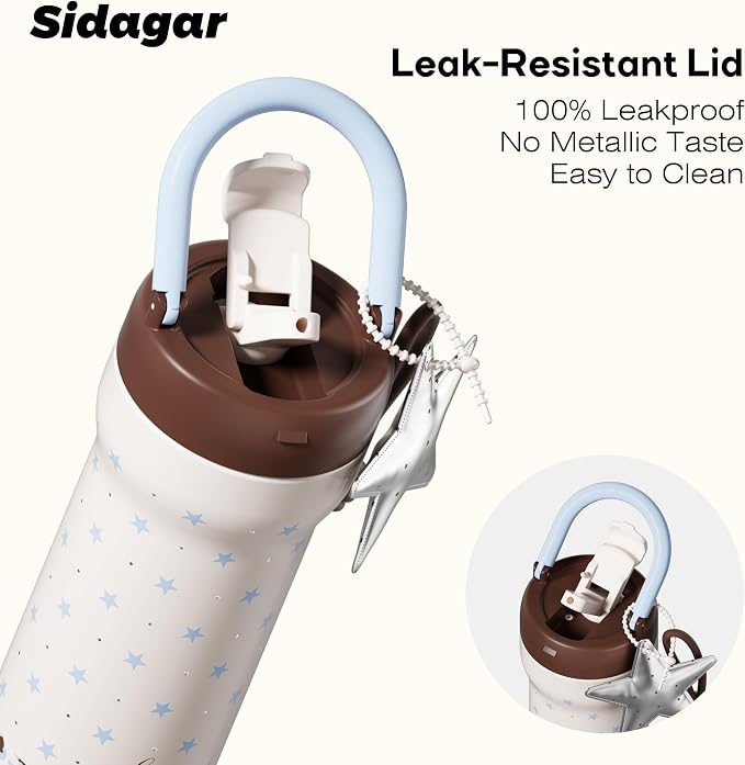 24 oz Insulated Tumbler Ceramic Stainless Steel Water Bottle, Leak Proof