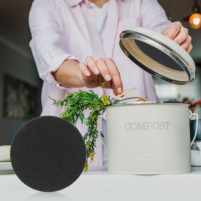 ddLUCK 6 Pack Kitchen Compost Bin Filter, Round Food Waste Bins Activated