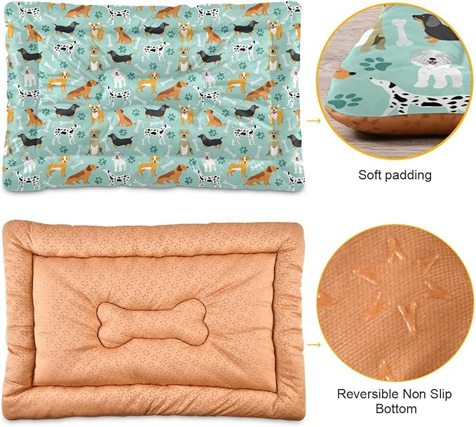 Cute Dogs Bones Paws Pet Bed Cute Dog Bed Mat Absorbing Non Slip Pad Pet Sleeping Mat for Small, Medium, and Large Dogs Puppy Cat 24 in x 18 in