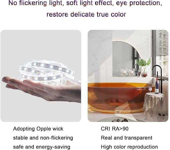 Bathroom Mirror with LED Lights，Smart Illuminated LED Bathroom