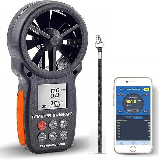 BTMETER BT-100APP Anemometer w/Wireless Bluetooth, Digital Handheld Wind Speed