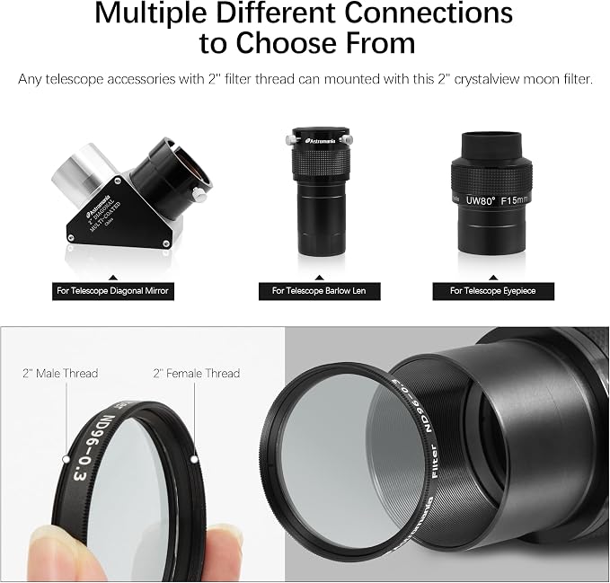 Astromania Telescope Moon Filter 2 inch, Neutral Density Telescope Filter