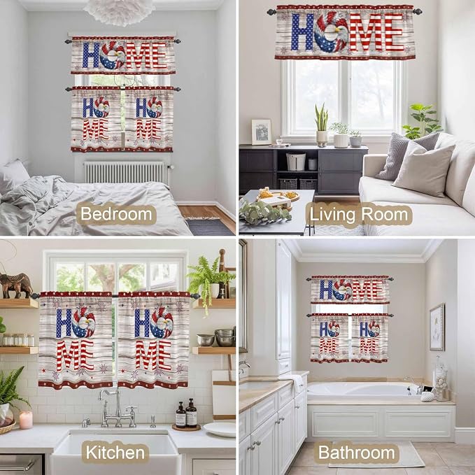 4th of July Kitchen Curtains Set 3 Piece