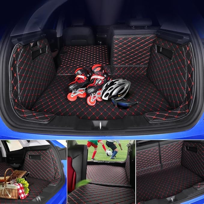 Trunk Cargo Liner for Mercedes GLK Class GLK250 GLK260 GLK300 GLK350 (Trunk Mat+Backrest Mat+Both Side Mat() Trunk Mat Replacement Accessories -Black w/Black Stitching