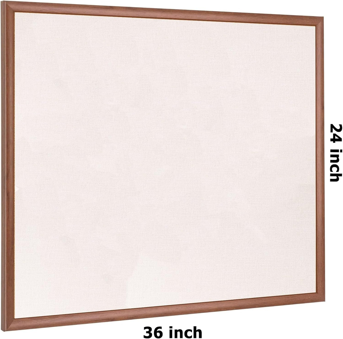 24'' x 36'' Large Linen Bulletin Board, Cork Board for Walls, Walnut Wood Style Frame, Vision Board, Pin Wood, Ideal for Shool, Home and Office
