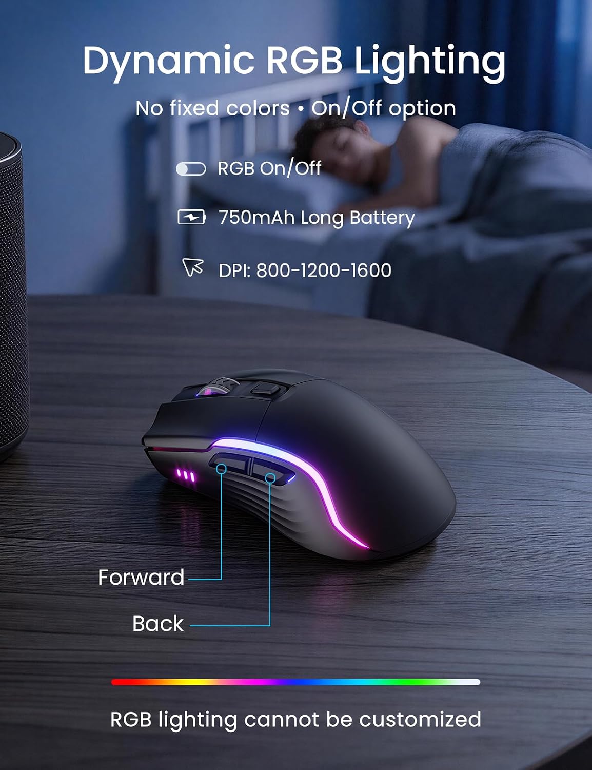 SABLUTE Wireless Backlit Keyboard and Mouse Combo, Rechargeable Quiet