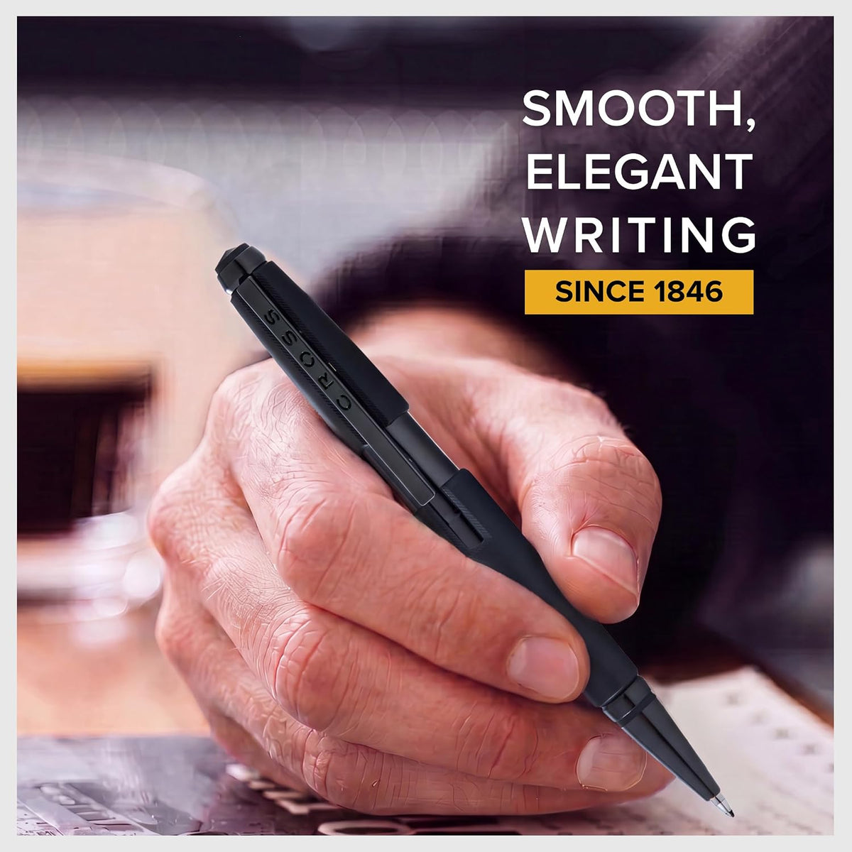 Cross Edge Matte Black Lacquer Gel Rollerball Pen, Medium Point, Black Ink