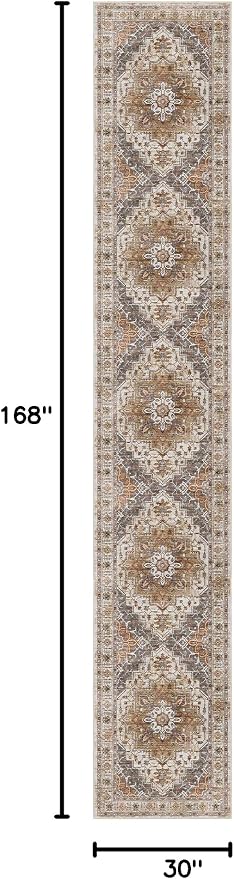 Madane Hallway Runner Rug 2'6''x14', Non Slip Vintage Runners