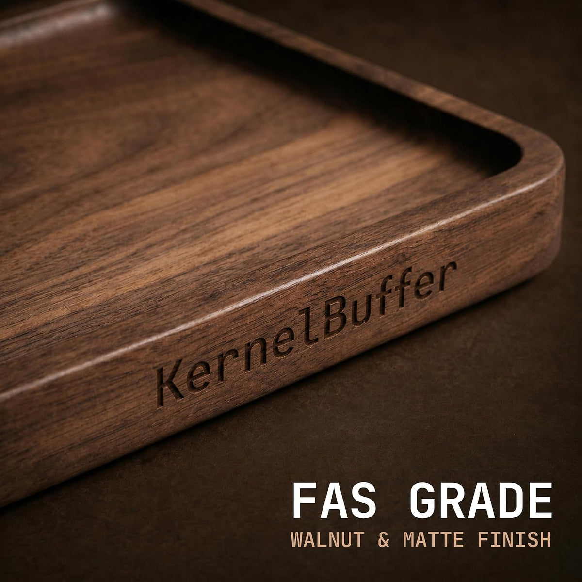 Solid Black Walnut EDC Dump Tray - Premium Valet Tray for Men, Minimalist Geek Desk Setup Accessory & Nightstand Catchall Organizer (9.8" x 5.9")