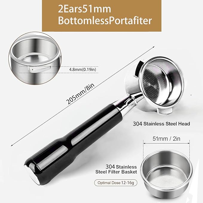 51mm Bottomless Portable Filter, 2 Ears,