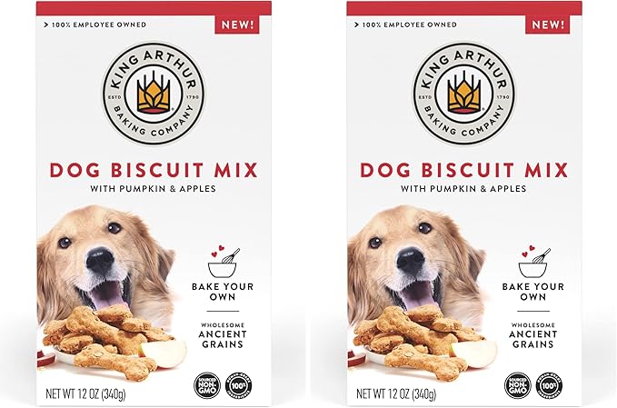 King Arthur Baking Company Dog Biscuit Mix, Pumpkin & Apple, Homemade Dog Treats, 12oz (Pack of 2)