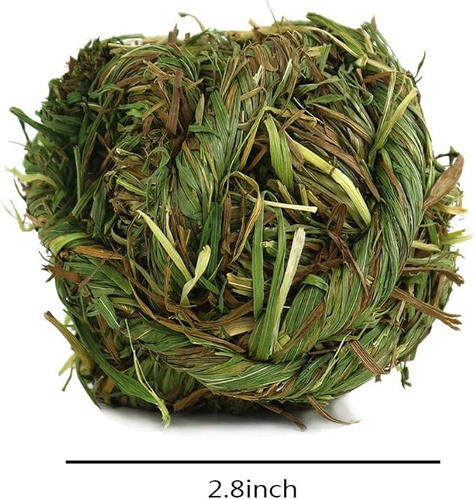 Rabbit Chew Ball Timothy Grass Grinding Small Animal Activity Play Chew Toys for Bunny Rabbits Hamster Guinea Pigs Gerbils (5 PCS)