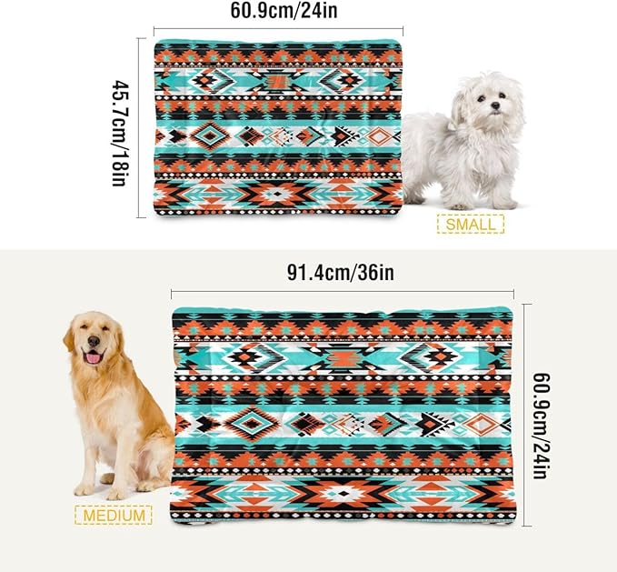Aztec Navajo Pet Bed Mat for Dog Cat Crate Pad Non-Slip Bottom Design Washable Cushion Padding Pet Sleeping Bed, 24"x18"