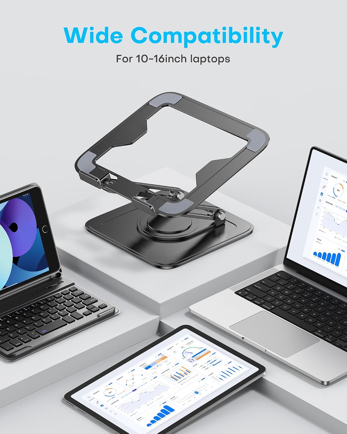 LOXP Adjustable Laptop Stand, Computer Stand with 360 Rotating Base