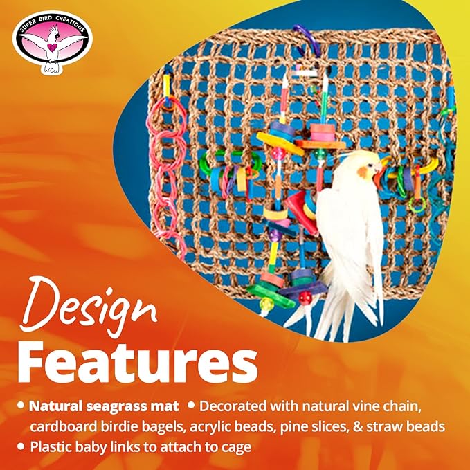 Super Bird Creations SB699 Activity Wall Toy - Ideal for Parrots, Ringnecks, Conures - Perfect for Chewing, Foraging, and Boredom Relief, Safe and Engaging Design - Medium Bird Size, 12" x 14" x 3"