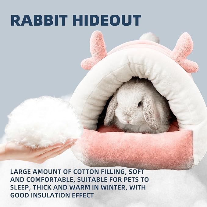 Guinea Pig Hideout, Warm Bed for Guinea Pig,Rabbits, Chinchillas, Cozy Small Animal Winter Shelter (Pink, Large)