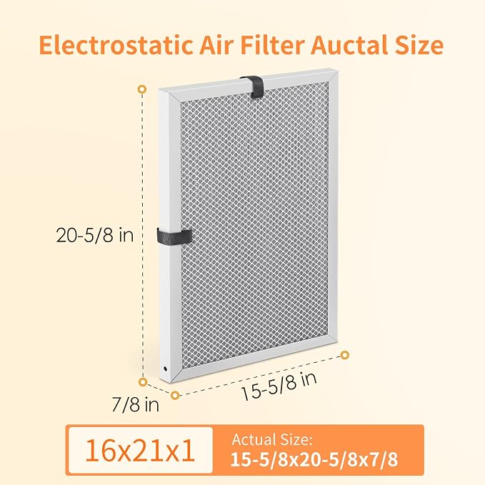 2-Pack 16x21x1 MERV 8 Reusable & Washable Electrostatic Air Filters