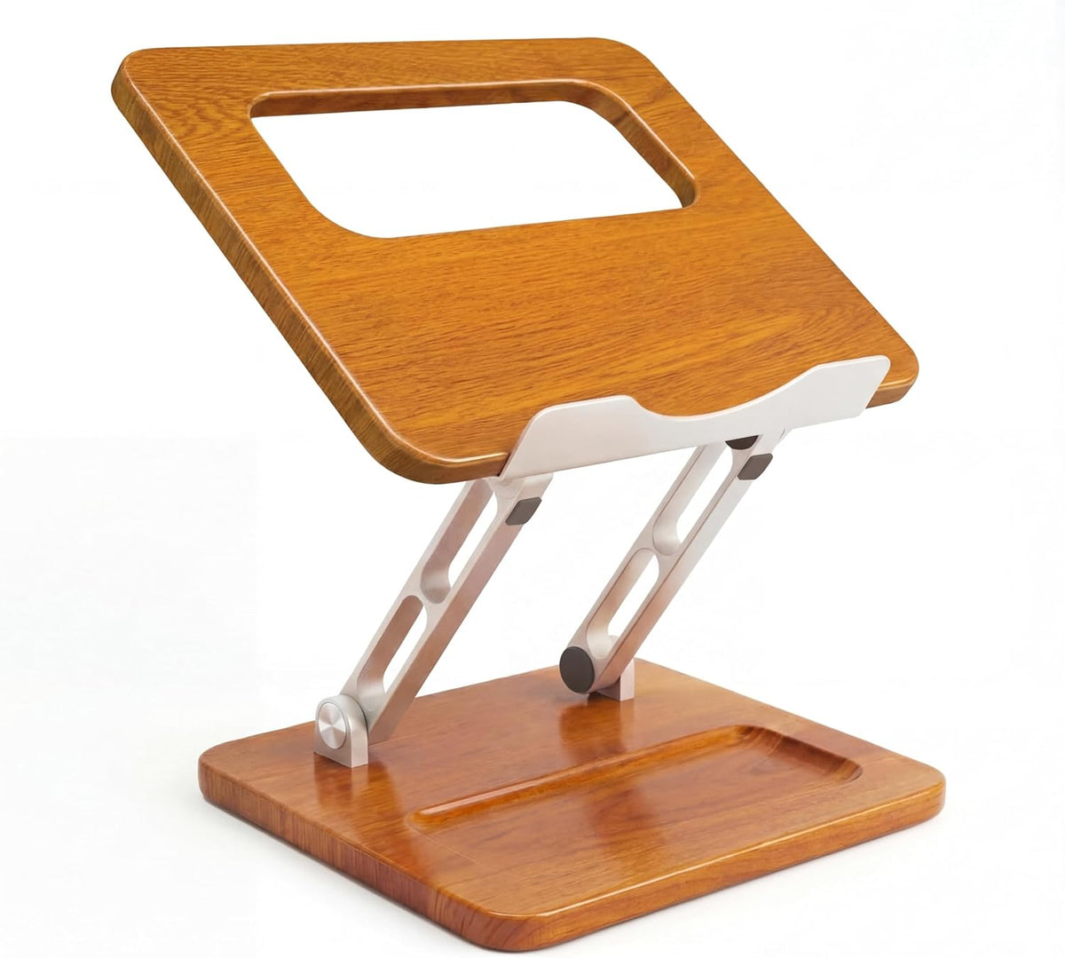 Adjustable Laptop Desk Stand Wood with Storage Slot