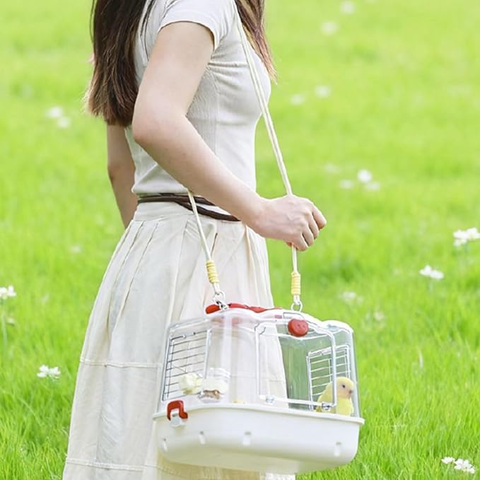 Bird Travel Carrier, Transparent Bird Carry Bag, Lightweight Sturdy Travel Tote, Breathable Mesh Design Feature, Comfortable Secure Strap Function, Avian Transport Accessory, Parakeet Cockatiel Use