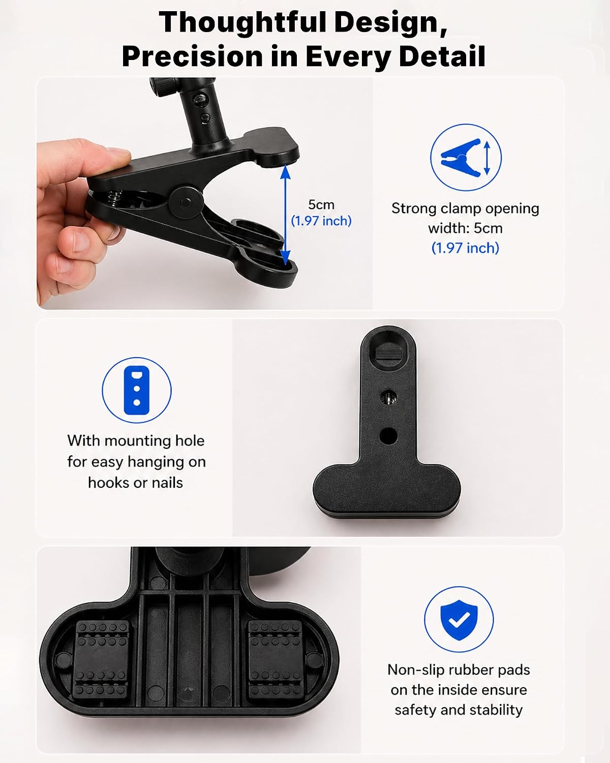 6000mAh Rechargeable Clip on Light, LED Reading Light for Bed/Desk, 3 Color Modes & Stepless Dimming, Portable Clamp Lamp with 360 Degree Adjustment, Battery Operated Work Light for Home Office, Black