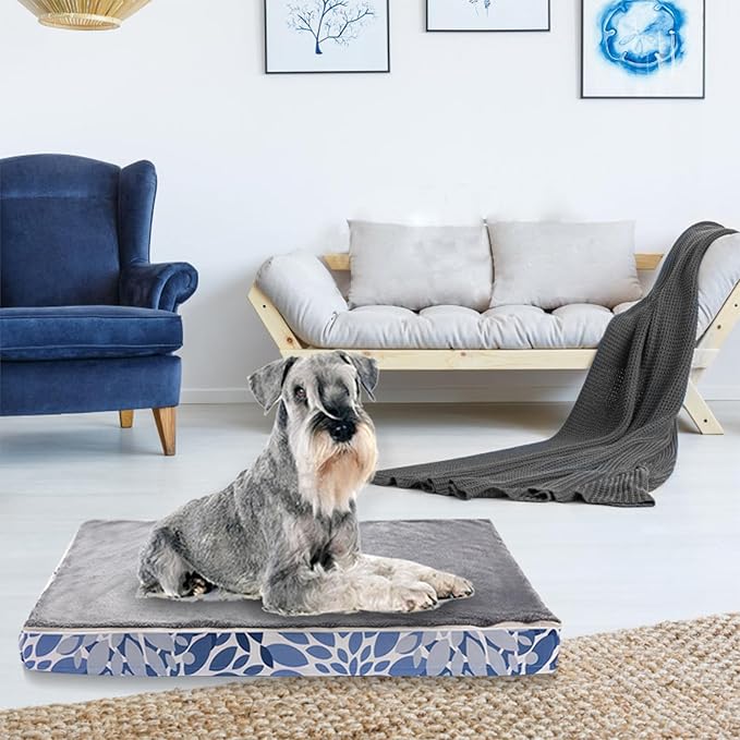 Dog Bed Medium Large Size Dog Sleeping Mat Dogs Orthopedic Foam with Bolster Washable Pet Bed with Removable Cover