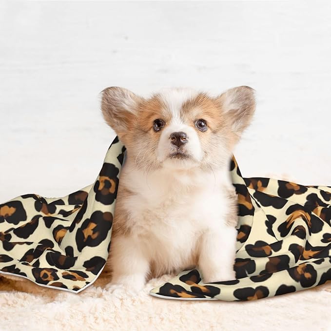 Pet Blanket for Couches and Beds, Leopard Prints Printed, Reversible Double Sided Plush Design with Soft Bumpy Texture and Smooth Surface, Furniture Protector