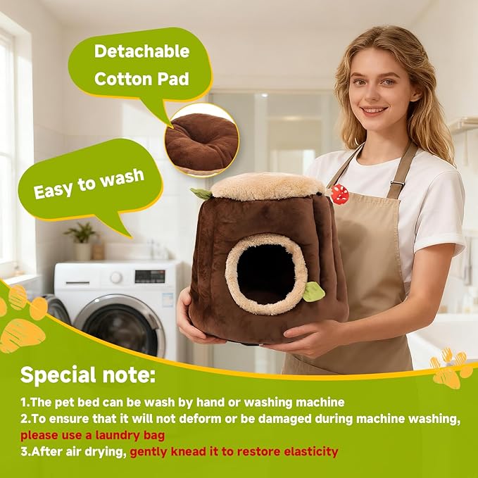 LYART Guinea Pig Hamster Bedding or Hideout for Mouse Mice Rat Ferret Bunny Fluff Bedding Bed House Cage Accessories, Dwarf Rabbits Hedgehog Bearded Dragon Warm Bedding Winter Nest Cave, Washable(1.S)