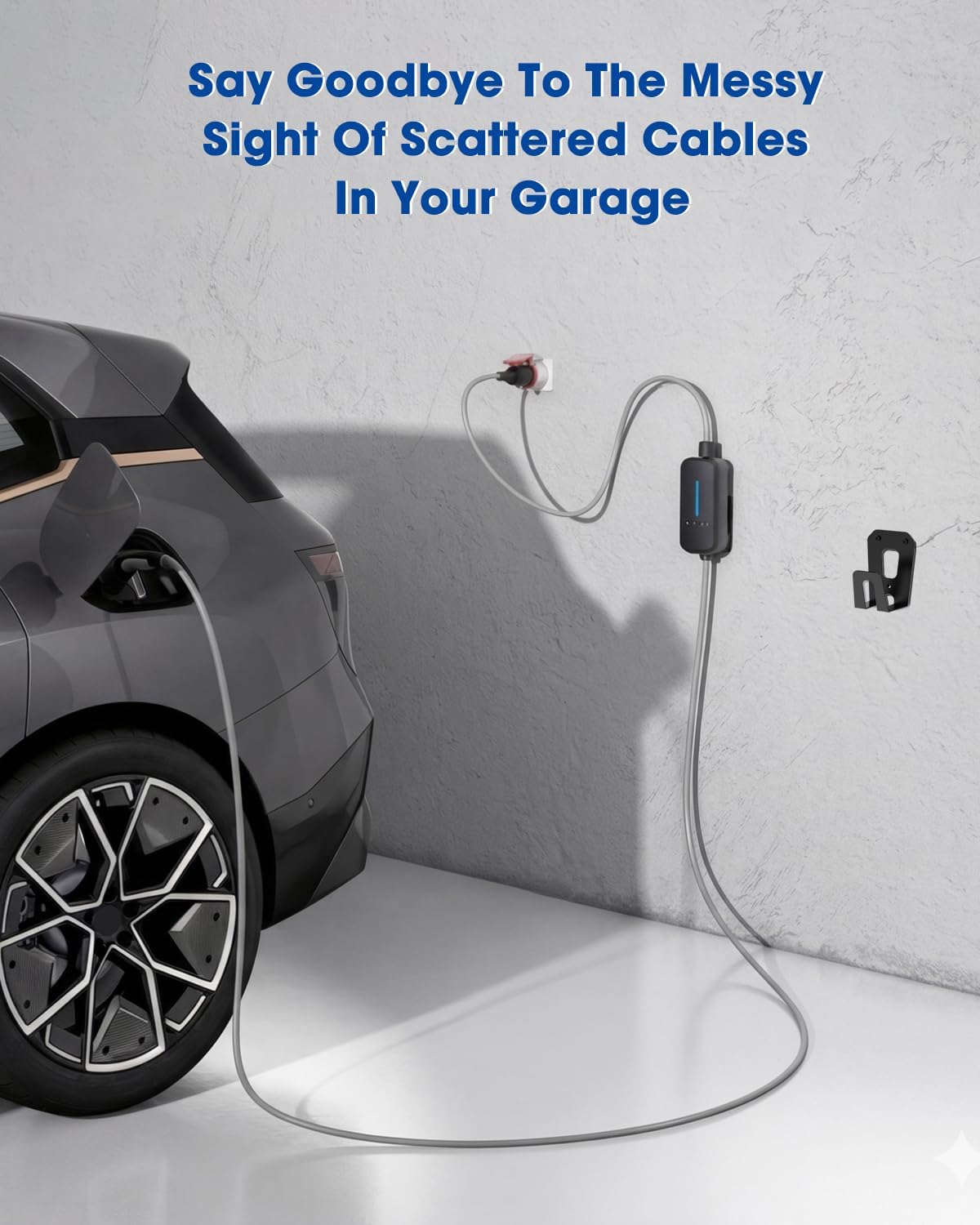 Wall Mount Organizer Kit for BMW Flexible Fast Charger 2.0, 3-Piece Garage Charger Holder with Cable Management, PETG + Metal Support, Charger Not Included
